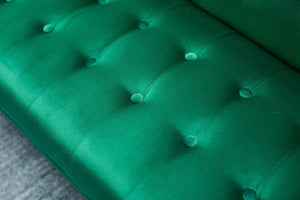 English Elm Sofa Bed Velvet Upholstered Convertible with Gold Metal Legs for Studio Spaces Green B205P246431