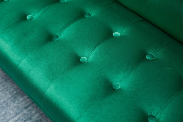 English Elm Sofa Bed Velvet Upholstered Convertible with Gold Metal Legs for Studio Spaces Green B205P246431