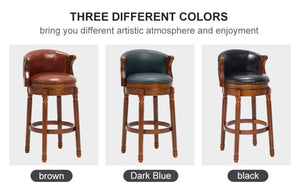 English Elm Cow Leather Swivel Barstool Solid Hardwood Frame 360 Spin Kitchen Counter Seating W2195P399438