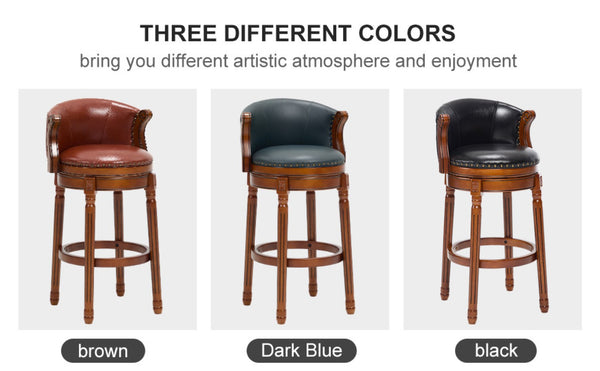 English Elm Cow Leather Swivel Barstool Solid Hardwood Frame 360 Spin Kitchen Counter Seating W2195P399438