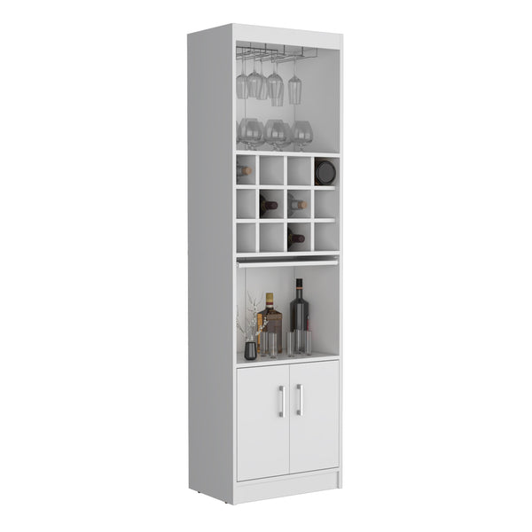 English Elm Pisek Elegant 5-Tier Bar Cabinet with 12 Bottle Cubbies & 5 Shelves — Tall Freestanding Wine Storage45 White 42.1 L x 18.5 W x 9.44 H B097P199748