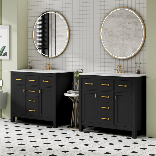 English Elm 72'' Modern Bathroom Vanity Set With Durable Ceramic Sink, Solid Wood Frame, Ample Storage & Style N710SS00011B