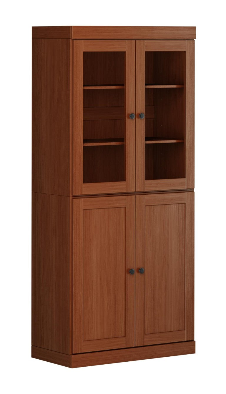 HomeRoots 72 Inch Solid Wood Freestanding Pantry Armoire with Four Doors for Kitchen Storage 753119