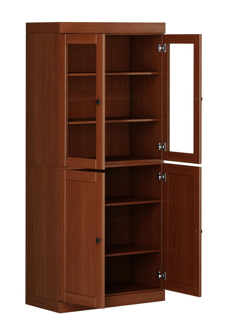 HomeRoots 72 Inch Solid Wood Freestanding Pantry Armoire with Four Doors for Kitchen Storage 753119