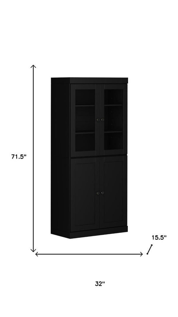 72 Inch Solid Wood Four Door Cabinet Tall Pantry Closet with Ample Storage Space