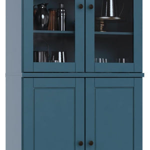 72 Inch Teal Solid Wood Four Door Pantry Cabinet for Kitchen or Hallway