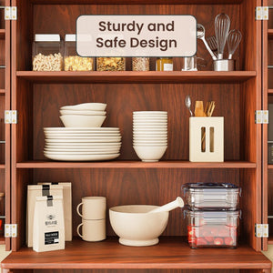 English Elm 72" Fluted Pantry Cabinet Tall Freestanding Kitchen Organizer with Sculpted Wood Doors Walnut W1820P379273