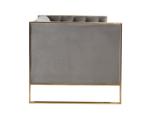 VIG Furniture Carlos Luxe Grey Velvet Sofa With Gold Legs — Chesterfield Tufting, Deep Cushions, No Assembly VGRH-SF-311-T-GRY