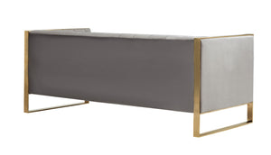 VIG Furniture Carlos Luxe Grey Velvet Sofa With Gold Legs — Chesterfield Tufting, Deep Cushions, No Assembly VGRH-SF-311-T-GRY