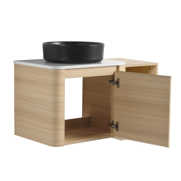 English Elm 36'' Wall-Mounted Bathroom Vanity With Artistic Ceramic Sink, Soft-Close Door & Space-Saving Storage W999S00468