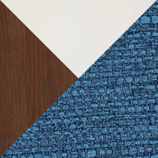 English Elm Dakota-Charlotte 5-Piece Dining Set: Modern White Metal Frame, Brown Bamboo Top & Blue Cushions B202S01483