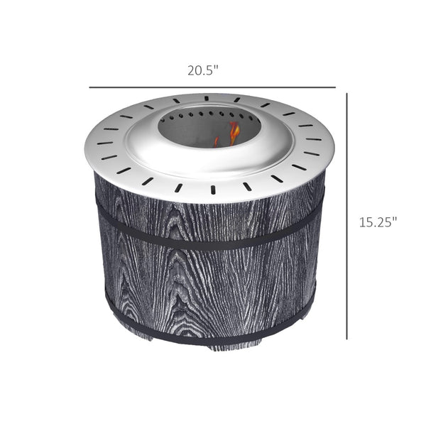English Elm Outsunny Barrel Wood Burning Fire Pit Low Smoke Secondary Combustion Backyard Patio Portable Black W2225P174293