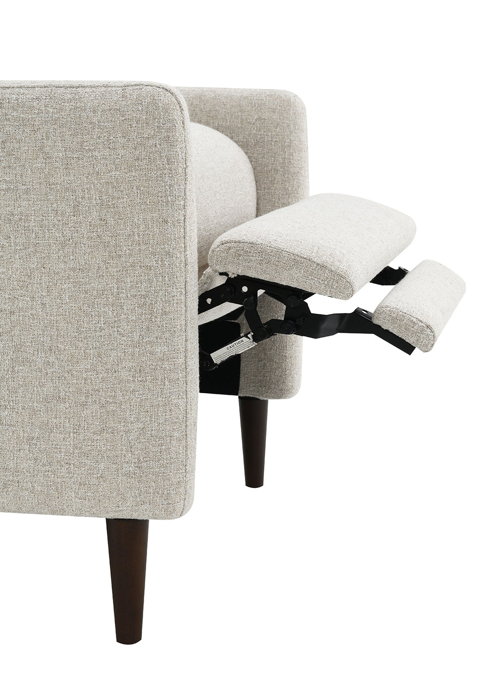 English Elm Mid-Century Psyche Pushback Recliner Linen-Look Beige High Back Channel Detail Espresso Legs - Cozy Supportful Style B2741P397641