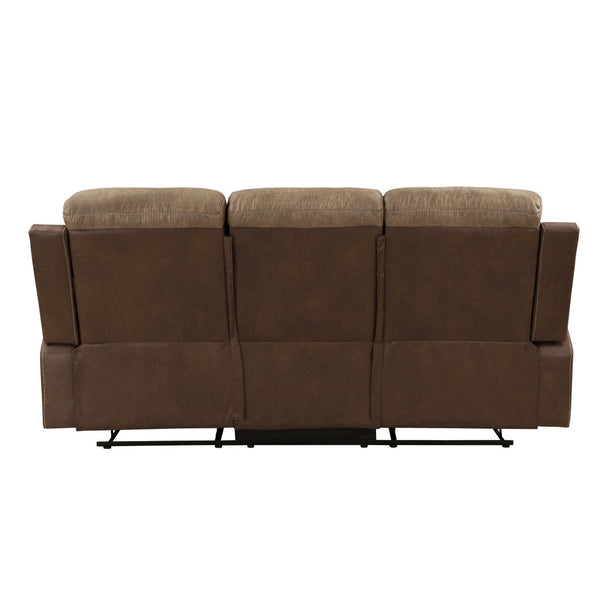 English Elm Plush Microfiber Reclining Sofa with Tufted Arms and Solid Wood Frame for Living Rooms B011P228557