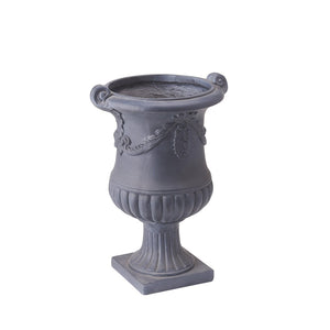 English Elm Elegant Handcrafted Mgo Floral Relief Garden Urn Planter with Antique White Finish Black N772P389441B