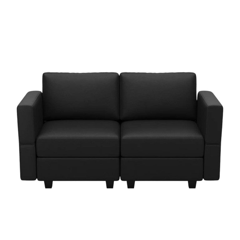 HomeRoots 64 Inch Faux Leather Loveseat with Hidden Storage Compartment for Modern Living 753438