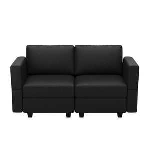 HomeRoots 64 Inch Faux Leather Loveseat with Hidden Storage Compartment for Modern Living 753438