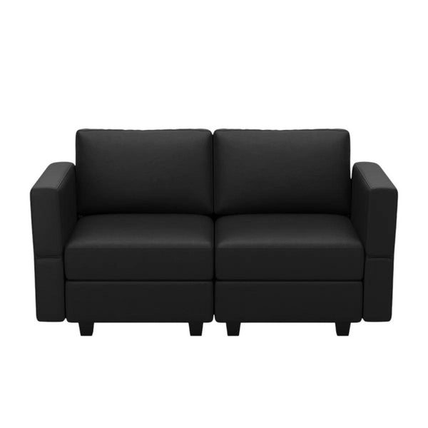 HomeRoots 64 Inch Faux Leather Loveseat with Hidden Storage Compartment for Modern Living 753438