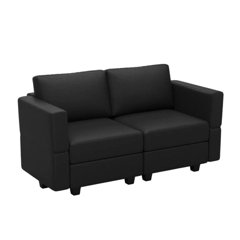 HomeRoots 64 Inch Faux Leather Loveseat with Hidden Storage Compartment for Modern Living 753438