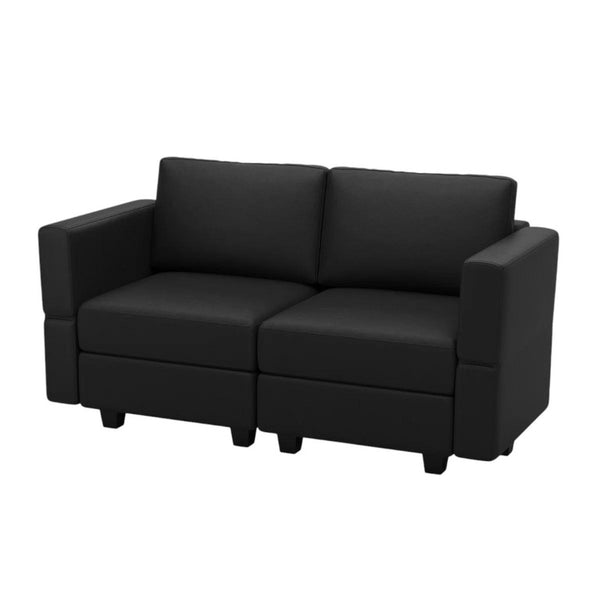 64 Inch Faux Leather Loveseat with Hidden Storage Compartment for Modern Living
