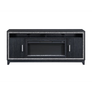 English Elm Almera Dark Grey 72" Fireplace Console — Solid Wood/MDF, 15 Temps, 7 LED Colors, Remote, Timer B201P359622