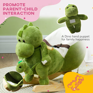 English Elm Qaba Plush Dinosaur Toddler Rocker with 32 Songs Hand Puppet and Safe Wooden Base W2225P249743