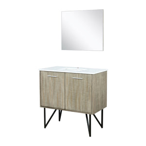 English Elm Rustic Acacia Bath Vanity 36 in w/ Cultured Marble Top, Soft-Close Doors, Mirror & Spacious Storage B2731S01511