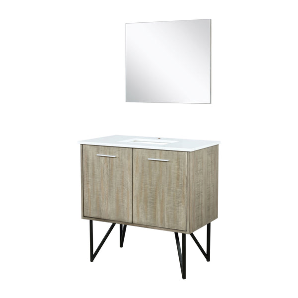 English Elm Rustic Acacia Bath Vanity 36 in w/ Cultured Marble Top, Soft-Close Doors, Mirror & Spacious Storage B2731S01511