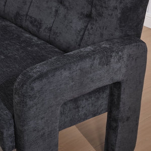 English Elm Nordic Ergonomic Double Armchair Upholstered Chenille Two-Seater Sofa 550lb Capacity Compact Lounge Chair Black W395P380537