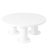 English Elm Φ39.4'' Easy Assembly Round Petal-Shaped Coffee Table, Cream Style Center Table With 3 Thick Legs, Minimalist Irregular End Table With Sleek Round Edges For Living Room, White