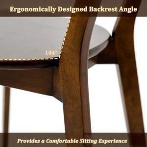 English Elm Solid Natural Wood Mid-century Dining Chairs Curved Back Upholstered Seat Set of 2 W3204P429361