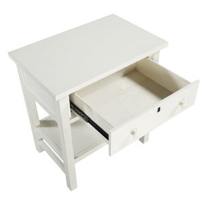 English Elm Finley Rustic 1-Drawer Nightstand with Open Shelf, Distressed Wood Finish, Dovetail Drawer Craftsmanship Antique White B050P376951
