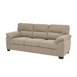English Elm 3-seater Track Arm Sofa Tufted Textured Fabric Couch for Modern Living Rooms Camel W5568S00011