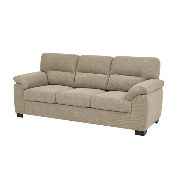 English Elm 3-seater Track Arm Sofa Tufted Textured Fabric Couch for Modern Living Rooms Camel W5568S00011