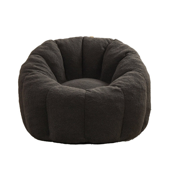 English Elm Bean Bag Lounge Chair Faux Fur Memory Foam Armrests Ergonomic Seat for Adults Dark Gray W2200P239870