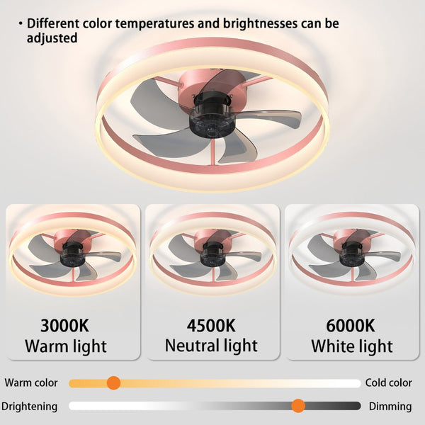 English Elm Ceiling Fan with Dimmable Led Light Flush Mount Ultra Slim Design for Low Clearance Rooms W2312P477616