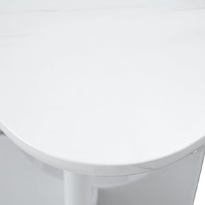 English Elm Modern Marble Print Mdf Dining Table Sculptural Hollow Frame Metal Accents Small Space White W3875S00026