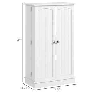 English Elm HOMCOM White Kitchen Pantry Cabinet with 5 Adjustable Shelves, 12 Spice Racks, Anti-Tip Safety Strap and Silver Hardware for Organized Storage (23.5" W x 41" H) W2225P173914