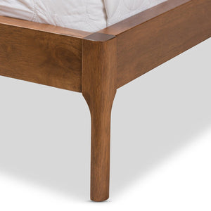 Baxton Studio Baxton Studio Brooklyn Mid-Century Platform Bed with Winged Headboard and Warm Walnut Accents King BBT6653-Grey-King-XD45