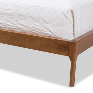 Baxton Studio Baxton Studio Brooklyn Mid-Century Platform Bed with Winged Headboard and Warm Walnut Accents King BBT6653-Grey-King-XD45