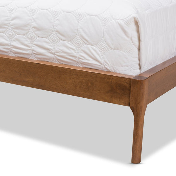 Baxton Studio Baxton Studio Brooklyn Mid-Century Platform Bed with Winged Headboard and Warm Walnut Accents King BBT6653-Grey-King-XD45