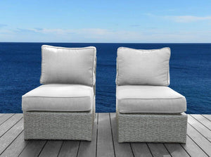 English Elm Patio Grey Mix Wicker Lounge Chairs with Aluminum Frames, 5" Cushions, Weather-Resistant Coastal Style B120P205100