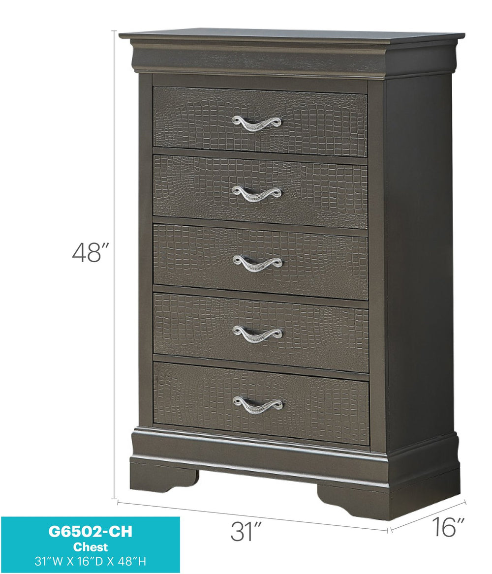 English Elm Sleek Metallic Black Chest 48"H x 31"W Transitional Storage Cabinet – Durable Chic Design for Home B078118418