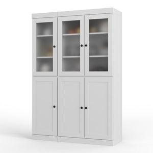 HomeRoots 72 Inch Solid White Wood Six Door Pantry Cabinet with Two Drawers for Kitchen Storage 753866