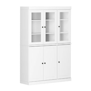 HomeRoots 72 Inch Solid Wood White Pantry Cabinet Six Doors One Drawer Kitchen Storage Unit 753880