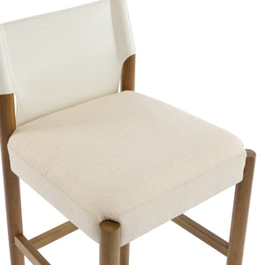 English Elm Christopher Knight Home® - 28.5'', Solid Wood Bar Stool Set of 2 with White Polyester Cushion, 28.5'' Counter Height Modern Rustic Appeal N780P271400W