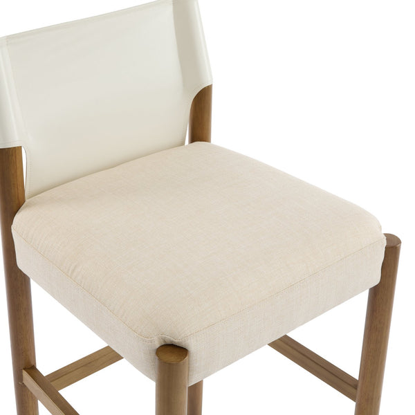 English Elm Christopher Knight Home® - 28.5'', Solid Wood Bar Stool Set of 2 with White Polyester Cushion, 28.5'' Counter Height Modern Rustic Appeal N780P271400W