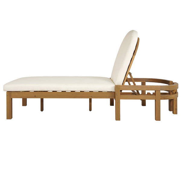 English Elm Trexm Outdoor Acacia Wood Reclining Chaise Set Poolside Patio Lounger Pair Light Teak TM000032AAD
