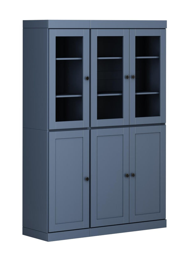 HomeRoots 72 Inch Solid Wood Pantry Cabinet with Six Doors and Two Drawers French Blue Finish 753903