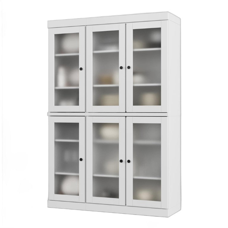 HomeRoots 72 Inch White Solid Wood Six Door Freestanding Pantry Cabinet for Kitchen Storage 753908